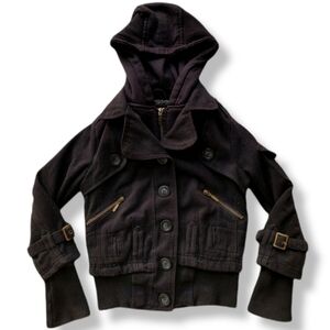 New York Yoki Girls Black Coat Size 7